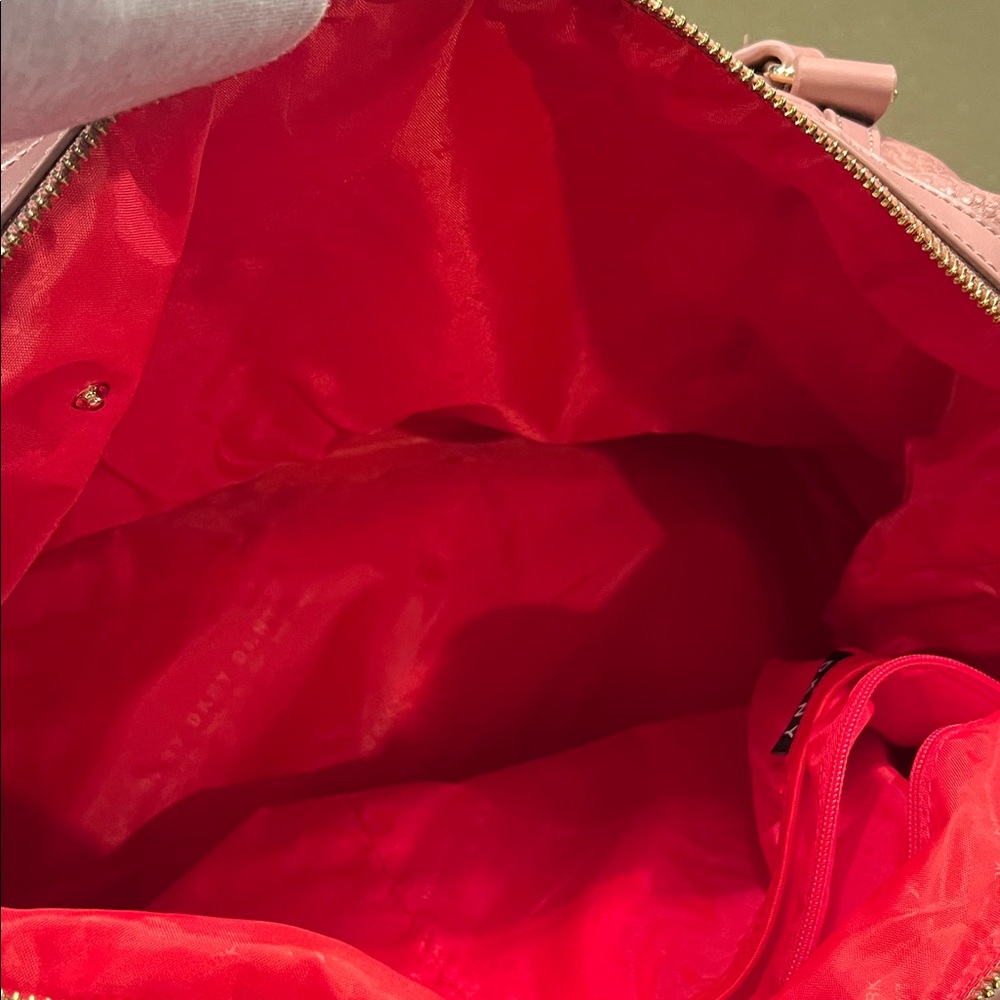 DKNY Mauve Tote with Bold Red Lining - Picture 2 of 6